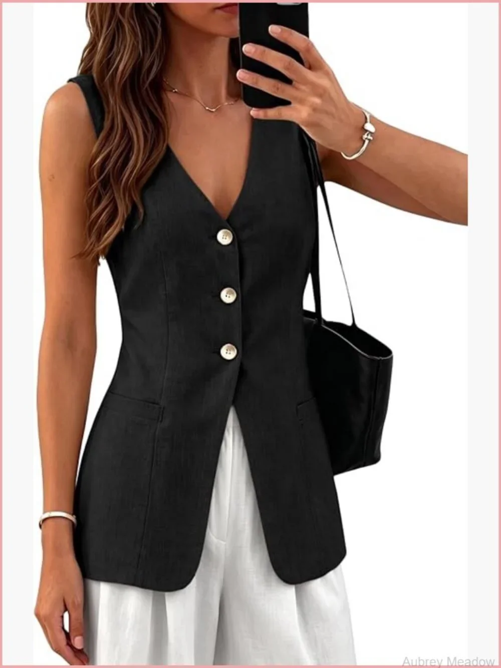 Lightweight Linen Blazer Vest Sleeveless Fully Lined Business Casual